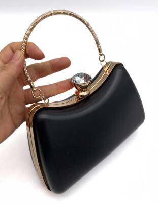 Angel Çanta Aksesuar Abiye Çanta Kalıbı Tektaşlı Light Gold Metalli (NO:65) (NOT:ÇANTA DEĞİLDİR) - 1