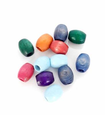 Angel Çanta Aksesuar 10 Adet Ahşap Oval Renkli Boncuk - 1