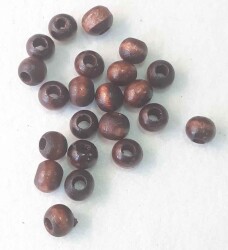 Angel Çanta Aksesuar 10 Adet Ahşap Yuvarlak Boncuk. (Koyu Renk) - Angel Çanta Aksesuar