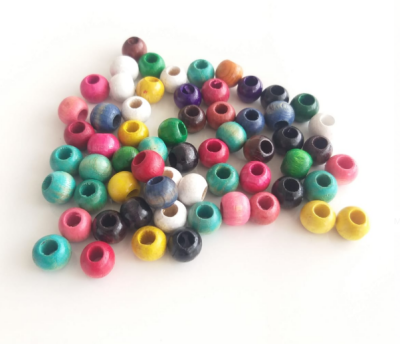 Angel Çanta Aksesuar 10 Adet Ahşap Yuvarlak Renkli Boncuk. - 1