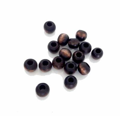 Angel Çanta Aksesuar 14 Mm 10 Adet Koyu Renk Ahşap Yuvarlak Boncuk - 1