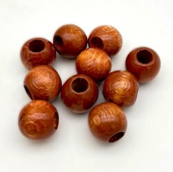 Angel Çanta Aksesuar 14 mm Ahşap Yuvarlak Boncuk Taba Renk 10 Adet - Angel Çanta Aksesuar