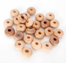 Angel Çanta Aksesuar 15 Mm 10 Adet Açık Renk Ahşap Yassı Boncuk - Angel Çanta Aksesuar