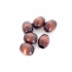 Angel Çanta Aksesuar 15 Mm 10 Adet Koyu Renk Ahşap Oval Boncuk - Angel Çanta Aksesuar