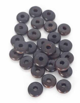 Angel Çanta Aksesuar 15 Mm 10 Adet Koyu Renk Ahşap Yassı Boncuk - 1