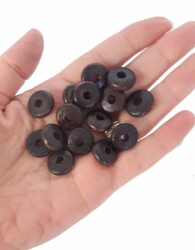 Angel Çanta Aksesuar 15 Mm 10 Adet Koyu Renk Ahşap Yassı Boncuk - 2