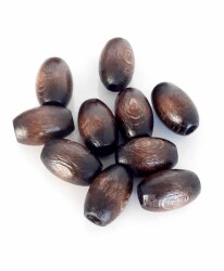 Angel Çanta Aksesuar 17 Mm 10 Adet Koyu Renk Ahşap Oval Boncuk - Angel Çanta Aksesuar