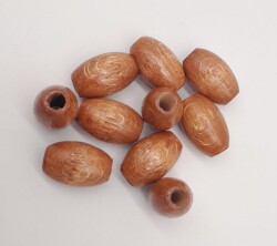 Angel Çanta Aksesuar 17 mm Ahşap Oval Boncuk Taba Renk 10 Adet - 3