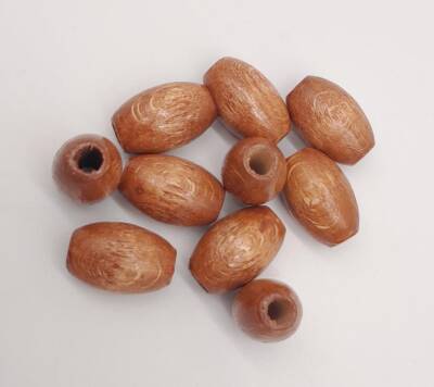 Angel Çanta Aksesuar 17 mm Ahşap Oval Boncuk Taba Renk 10 Adet - 3