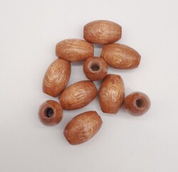 Angel Çanta Aksesuar 17 mm Ahşap Oval Boncuk Taba Renk 10 Adet - Angel Çanta Aksesuar