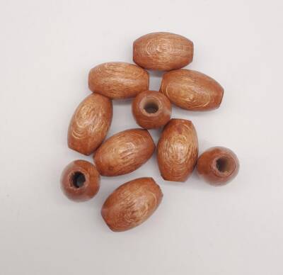 Angel Çanta Aksesuar 17 mm Ahşap Oval Boncuk Taba Renk 10 Adet - 1
