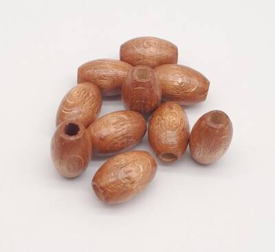Angel Çanta Aksesuar 17 mm Ahşap Oval Boncuk Taba Renk 10 Adet - 2