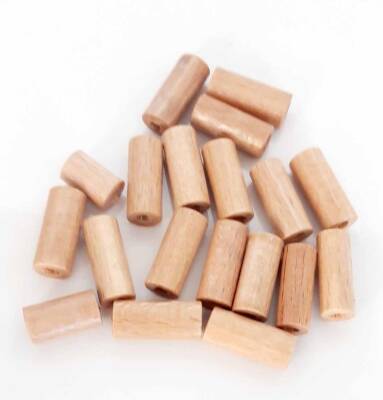 Angel Çanta Aksesuar 20 Mm 10 Adet Açık Renk Ahşap Silindir Boncuk - 1