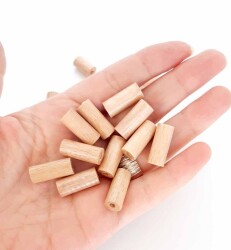 Angel Çanta Aksesuar 20 Mm 10 Adet Açık Renk Ahşap Silindir Boncuk - 2