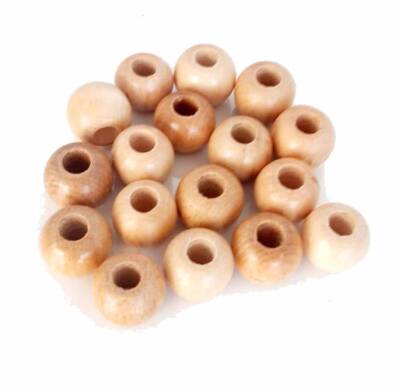 Angel Çanta Aksesuar 20 Mm 10 Adet Açık Renk Ahşap Yuvarlak Boncuk - 1