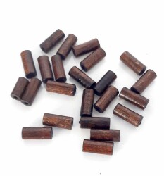 Angel Çanta Aksesuar 20 Mm 10 Adet Koyu Renk Ahşap Silindir Boncuk - Angel Çanta Aksesuar
