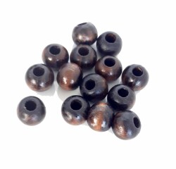 Angel Çanta Aksesuar 20 Mm 10 Adet Koyu Renk Ahşap Yuvarlak Boncuk - Angel Çanta Aksesuar