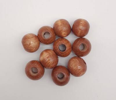 Angel Çanta Aksesuar 20 mm Ahşap Yuvarlak Boncuk Taba Renk 10 Adet - 1