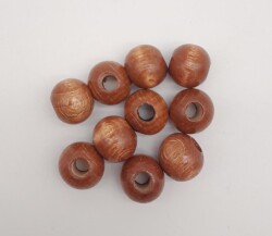 Angel Çanta Aksesuar 20 mm Ahşap Yuvarlak Boncuk Taba Renk 10 Adet - Angel Çanta Aksesuar