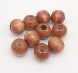 Angel Çanta Aksesuar 20 mm Ahşap Yuvarlak Boncuk Taba Renk 10 Adet - 2