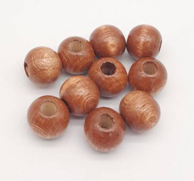 Angel Çanta Aksesuar 20 mm Ahşap Yuvarlak Boncuk Taba Renk 10 Adet - 2