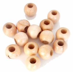 Angel Çanta Aksesuar 22 Mm 10 Adet Açık Renk Ahşap Yuvarlak Boncuk - Angel Çanta Aksesuar