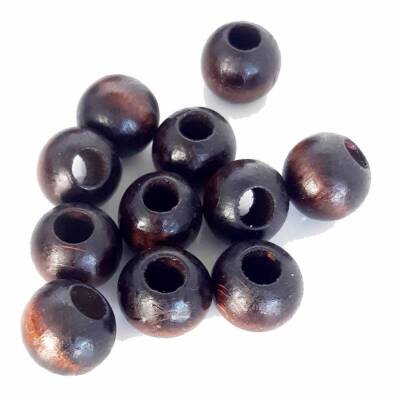 Angel Çanta Aksesuar 22 Mm 10 Adet Ahşap Yuvarlak Boncuk Koyu Renk - 1