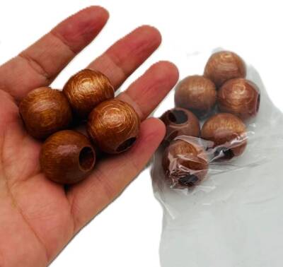 Angel Çanta Aksesuar 22 mm Ahşap Yuvarlak Boncuk Taba Renk 10 Adet - 1