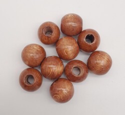 Angel Çanta Aksesuar 24 mm Ahşap Yuvarlak Boncuk Taba Renk 10 Adet - Angel Çanta Aksesuar
