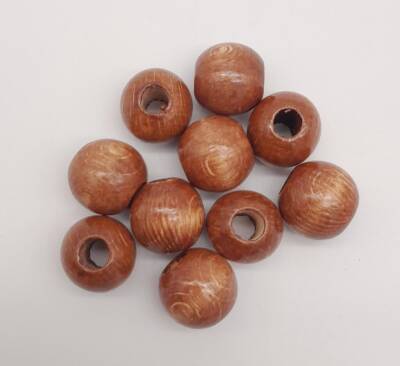 Angel Çanta Aksesuar 24 mm Ahşap Yuvarlak Boncuk Taba Renk 10 Adet - 1
