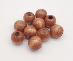 Angel Çanta Aksesuar 24 mm Ahşap Yuvarlak Boncuk Taba Renk 10 Adet - 2