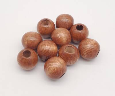 Angel Çanta Aksesuar 24 mm Ahşap Yuvarlak Boncuk Taba Renk 10 Adet - 2