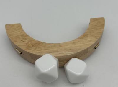 Angel Çanta Aksesuar 14 Cm Oval Ahşap Burs Beyaz Renk Toplu - 1