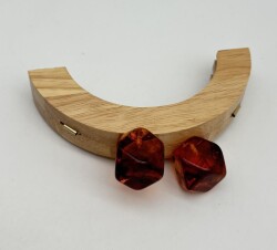 Angel Çanta Aksesuar 14 Cm Oval Ahşap Burs Kehribar Renk Toplu - Angel Çanta Aksesuar