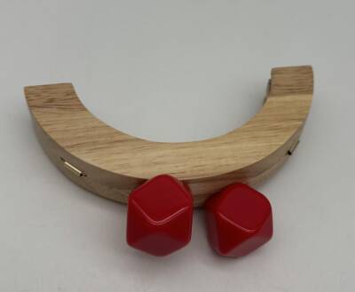Angel Çanta Aksesuar 14 Cm Oval Ahşap Burs Kırmızı Renk Toplu - 1