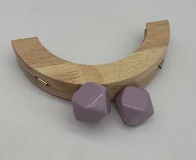 Angel Çanta Aksesuar 14 Cm Oval Ahşap Burs Lila Renk Toplu - 1
