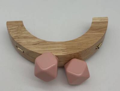 Angel Çanta Aksesuar 14 Cm Oval Ahşap Burs Pudra Renk Toplu - 1