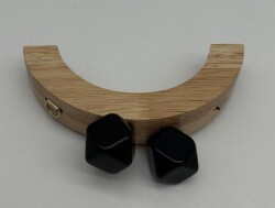 Angel Çanta Aksesuar 14 Cm Oval Ahşap Burs Siyah Renk Toplu - Angel Çanta Aksesuar