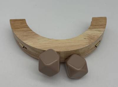 Angel Çanta Aksesuar 14 Cm Oval Ahşap Burs Vizon Renk Toplu - 1