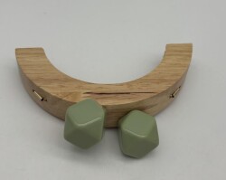 Angel Çanta Aksesuar 14 Cm Oval Ahşap Burs Yeşil Renk Toplu - Angel Çanta Aksesuar