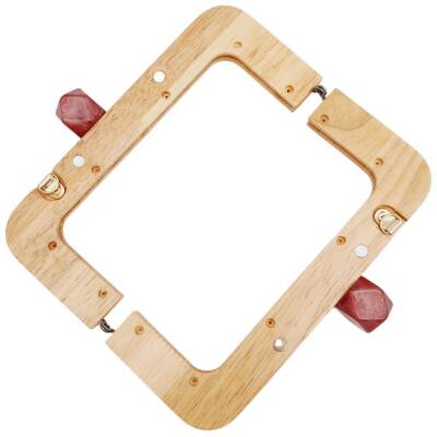 Angel Çanta Aksesuar 20 cm Açık Renk Ahşap Burs Ebruli Bordo Renk Toplu - 4