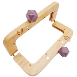 Angel Çanta Aksesuar 20 cm Açık Renk Ahşap Burs Ebruli Mürdüm Renk Toplu - 3