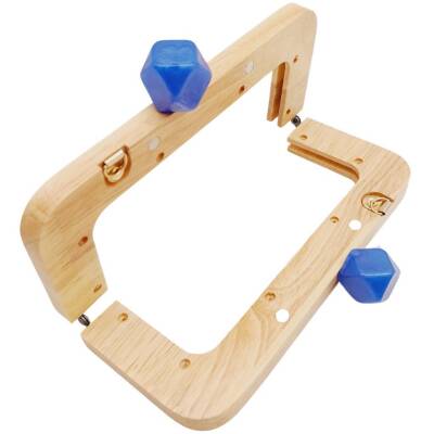 Angel Çanta Aksesuar 20 cm Açık Renk Ahşap Burs Ebruli Saks Mavi Renk Toplu - 3