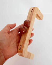 Angel Çanta Aksesuar 20 Cm Ahşap Çanta Bursu Açık Renk Yuvarlak Toplu - 2