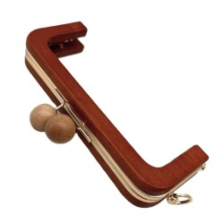 Angel Çanta Aksesuar 20 Cm Orta Ahşap Renk Metalli Ahşap Burs - Angel Çanta Aksesuar