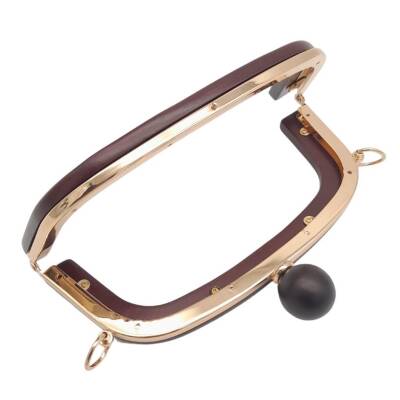 Angel Çanta Aksesuar 21 cm Metalli Ahşap Burs Kızıl Kahve Renk - 2