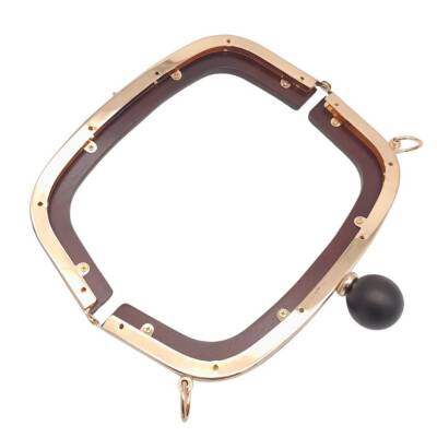 Angel Çanta Aksesuar 21 cm Metalli Ahşap Burs Kızıl Kahve Renk - 3