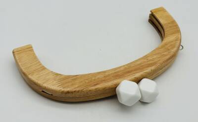 Angel Çanta Aksesuar 25 Cm Açık Renk Oval Ahşap Burs Beyaz Renk Toplu - 1