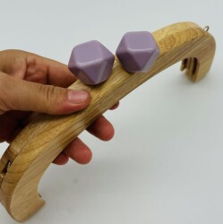 Angel Çanta Aksesuar 25 Cm Açık Renk Oval Ahşap Burs Lila Renk Toplu - 2