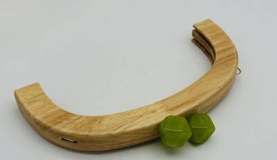 Angel Çanta Aksesuar 25 Cm Açık Renk Oval Ahşap Burs Yeşil Renk Toplu - 1